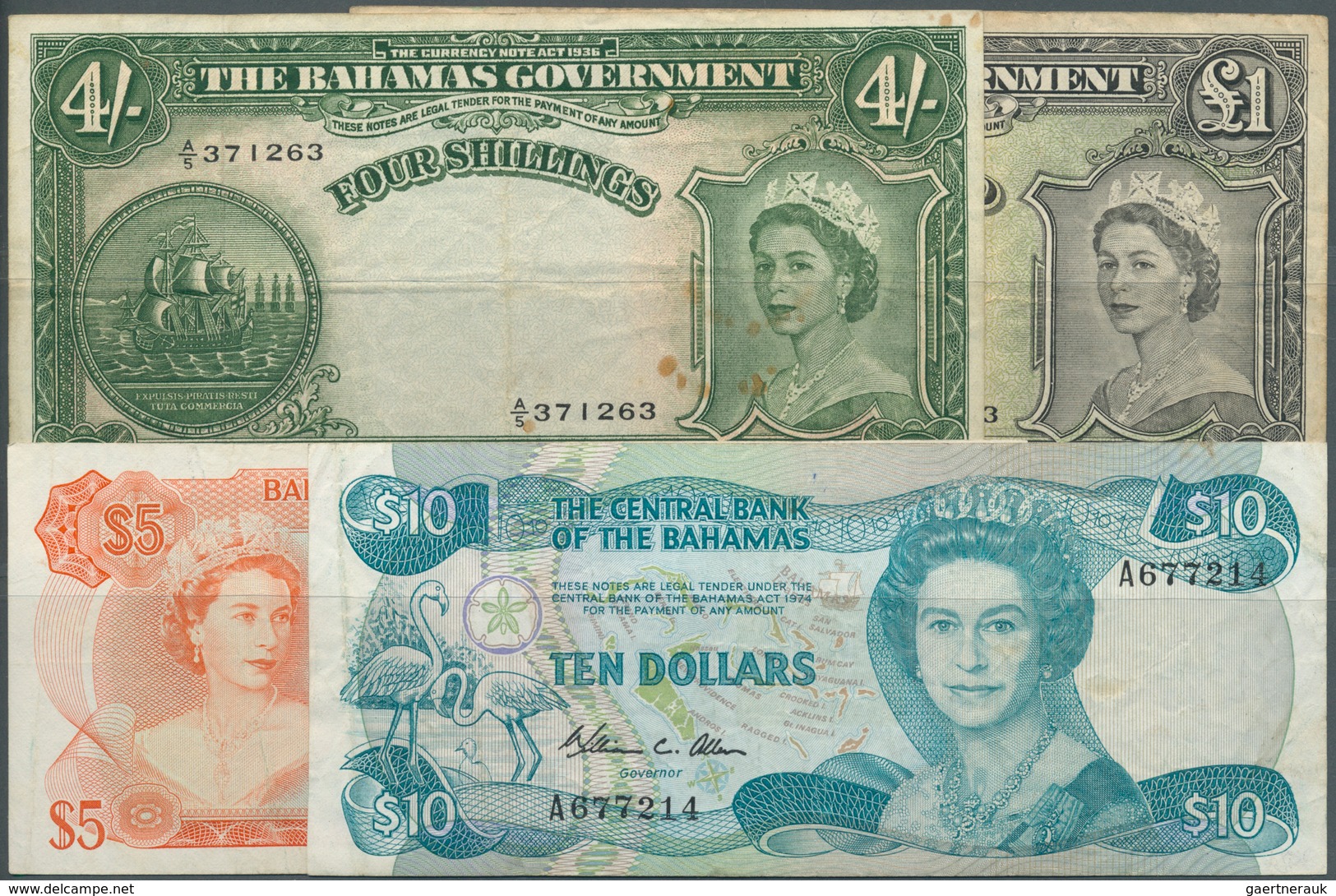 02723 Bahamas: Lot Of About 50 Banknotes From Bahamas, Different Series And Denominations, Various Quantit - Bahama's