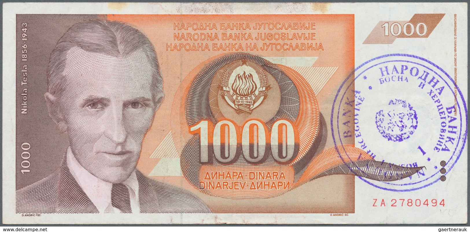 02727 Bosnia & Herzegovina / Bosnien & Herzegovina: 1992 (ca.), Lot With 761 Banknotes, Some In Quantity, - Bosnia And Herzegovina