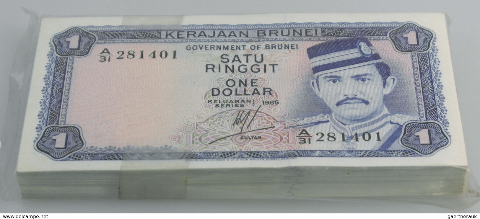 02732 Brunei: Bundle With 100 Pcs. Brunei 1 Ringgit 1985, P.6c In UNC - Brunei