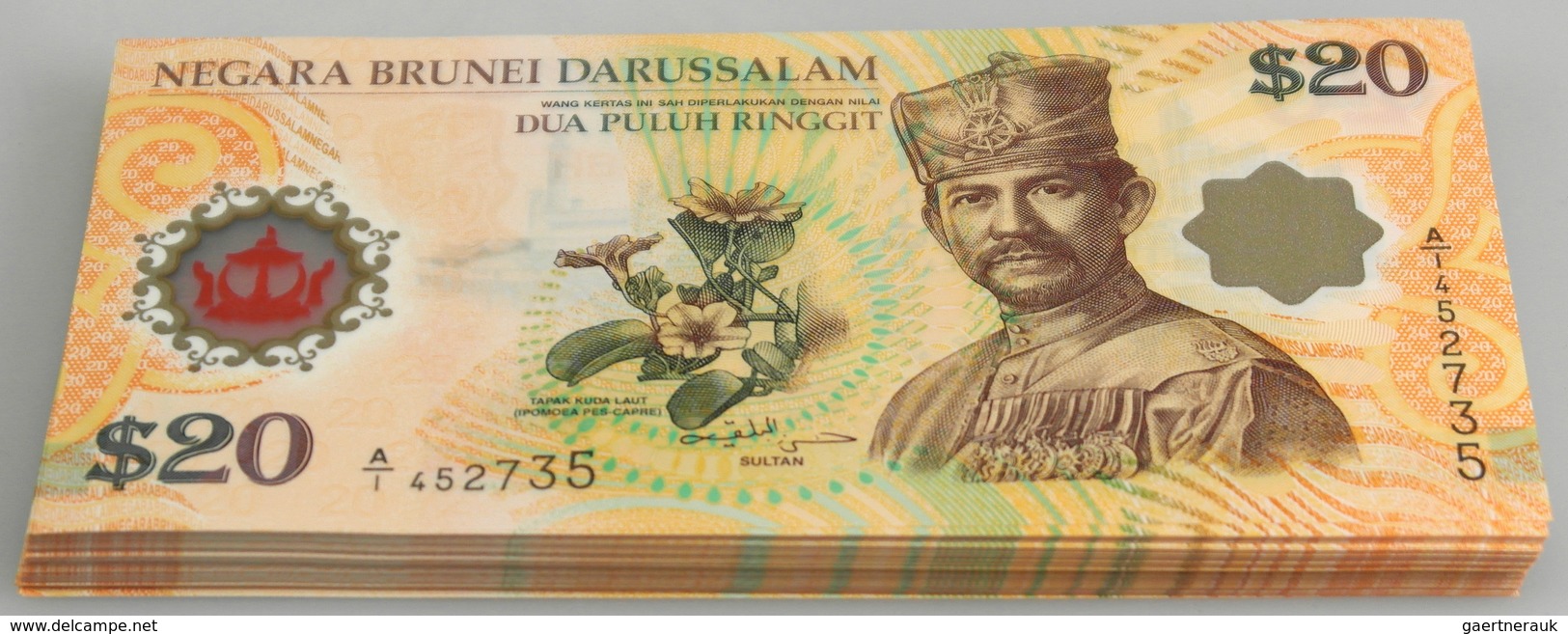 02738 Brunei: Bundle With 100 Pcs. 20 Ringgit 2007 Commemorative Issue, P.34 In UNC Condition (100 Pcs.) - Brunei