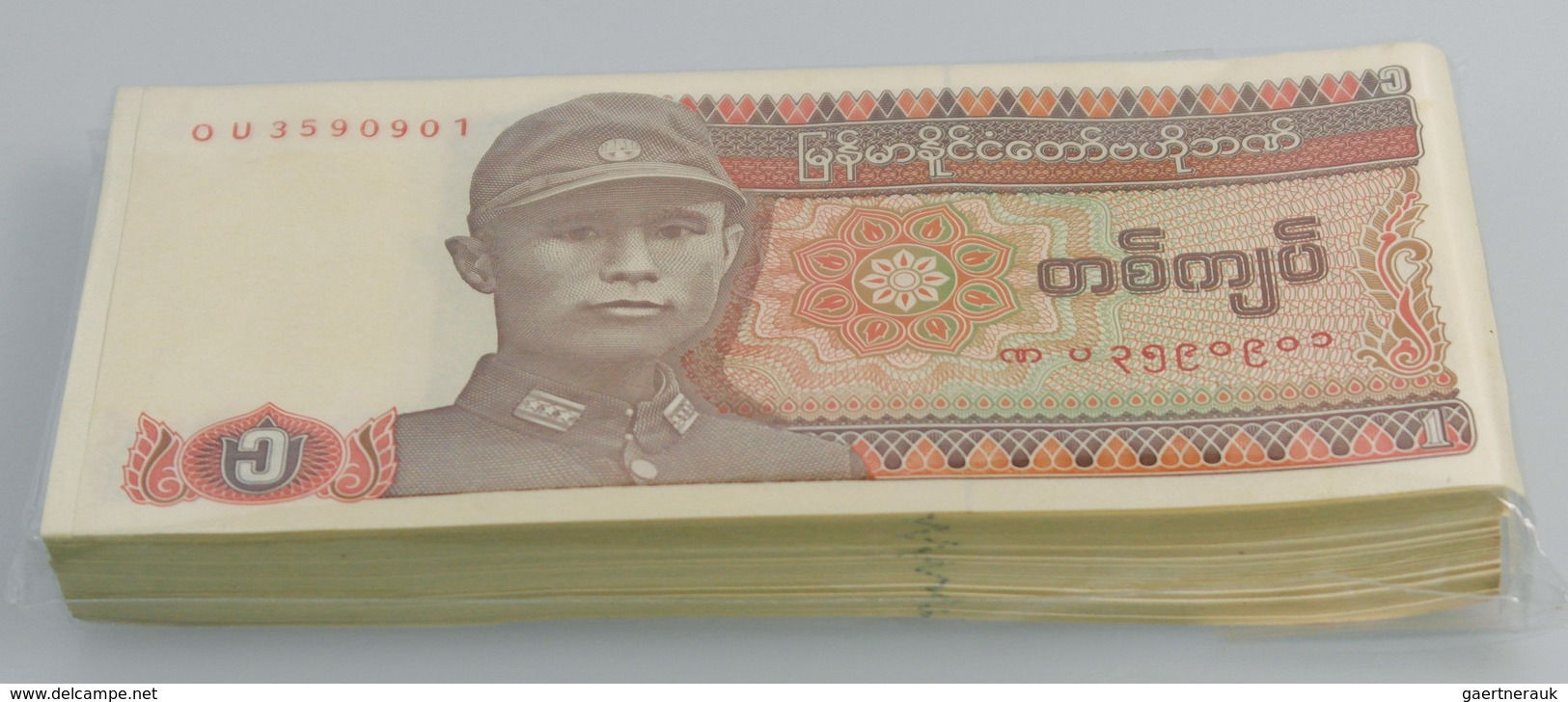 02742 Burma / Myanmar / Birma: Bundle With 100 Pcs. Myanmar 1 Kyat 1987, P.67 In UNC - Myanmar