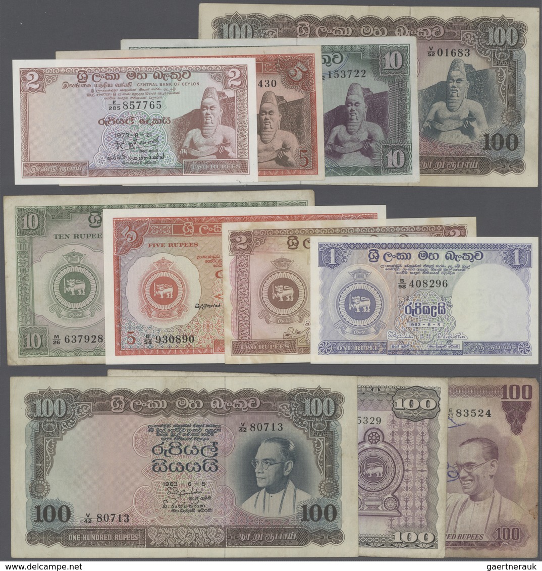02747 Ceylon: Lot Of About 170 Banknotes From Ceylon, Different Series And Denominations, Various Quantiti - Sri Lanka