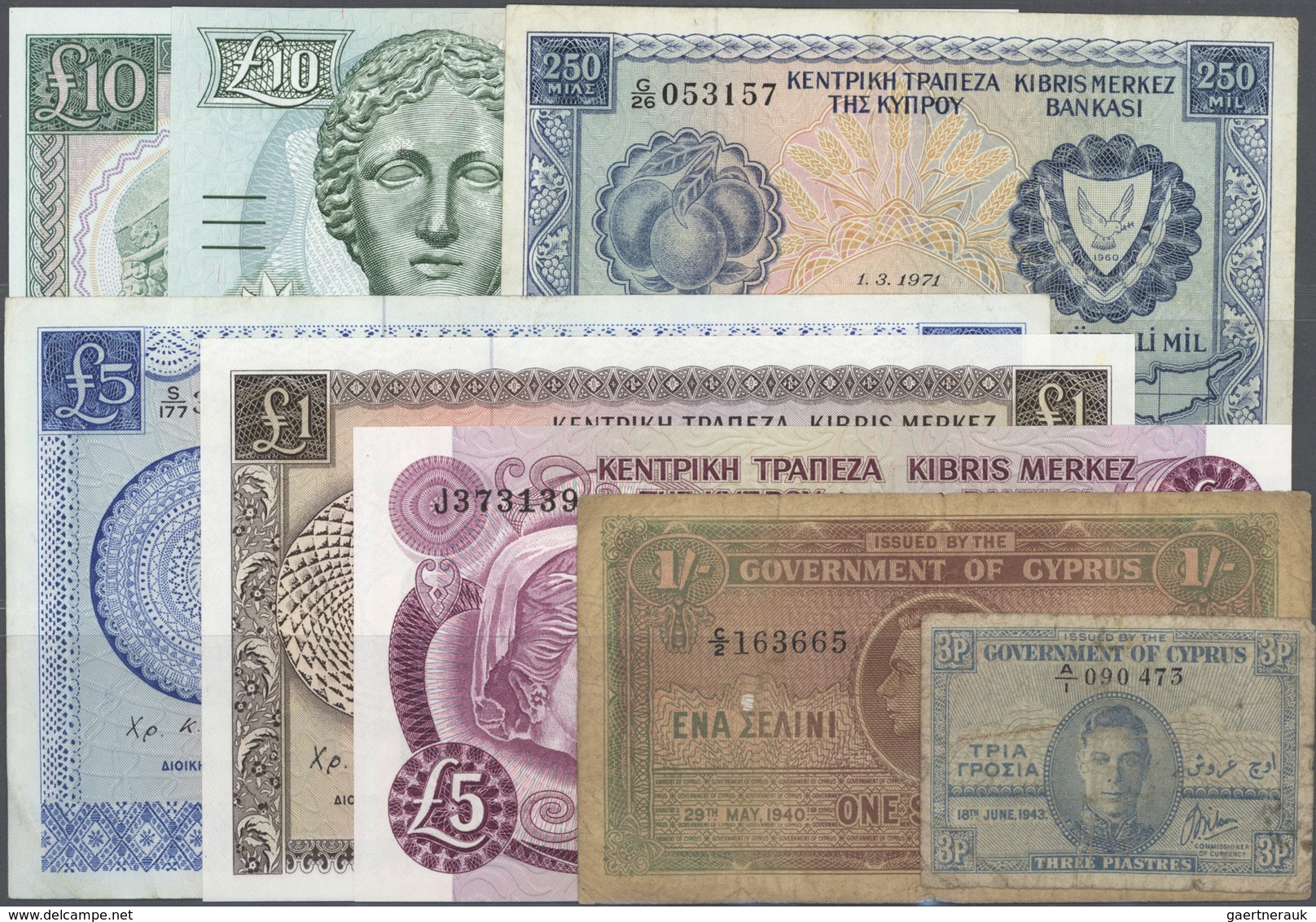 02756 Cyprus / Zypern: Large Lot Of About 230 Banknotes Containing The Following Pick Numbers In Different - Chipre