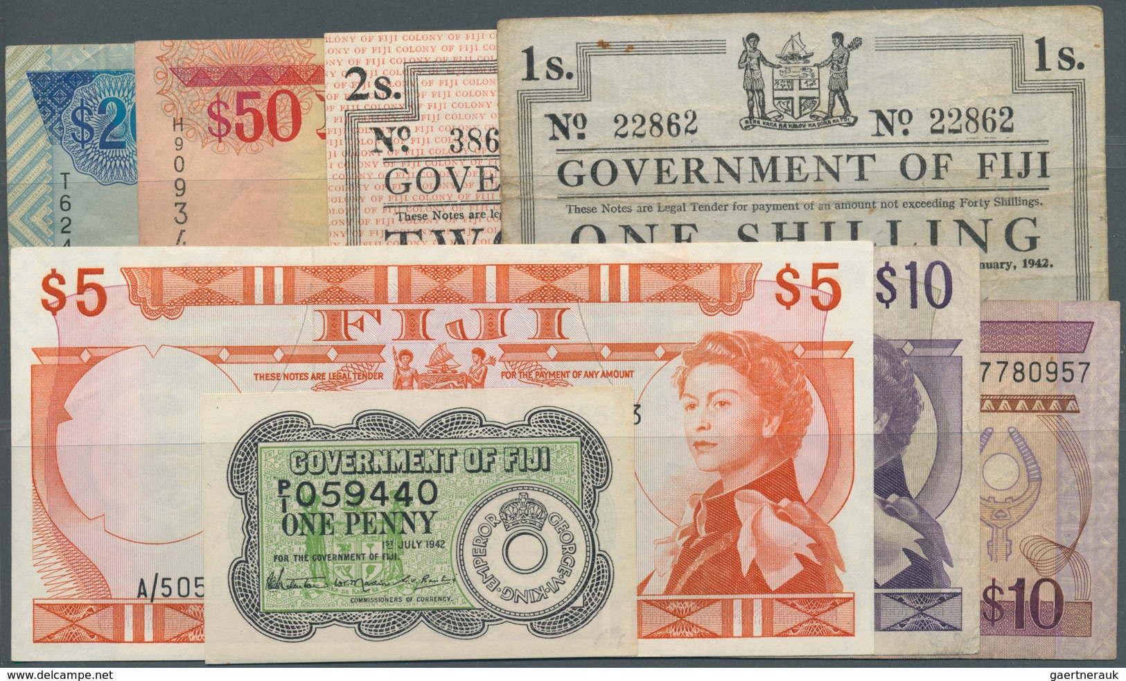 02761 Fiji: Lot Of About 50 Banknotes From Fiji, Different Series And Denominations, Various Quantities An - Fidschi