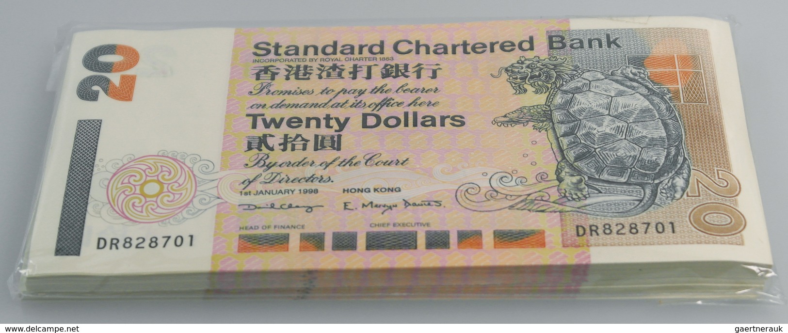 02779 Hong Kong: Bundle With 100 Pcs. Hong Kong 20 Dollars 1998, P.285c In UNC - Hong Kong