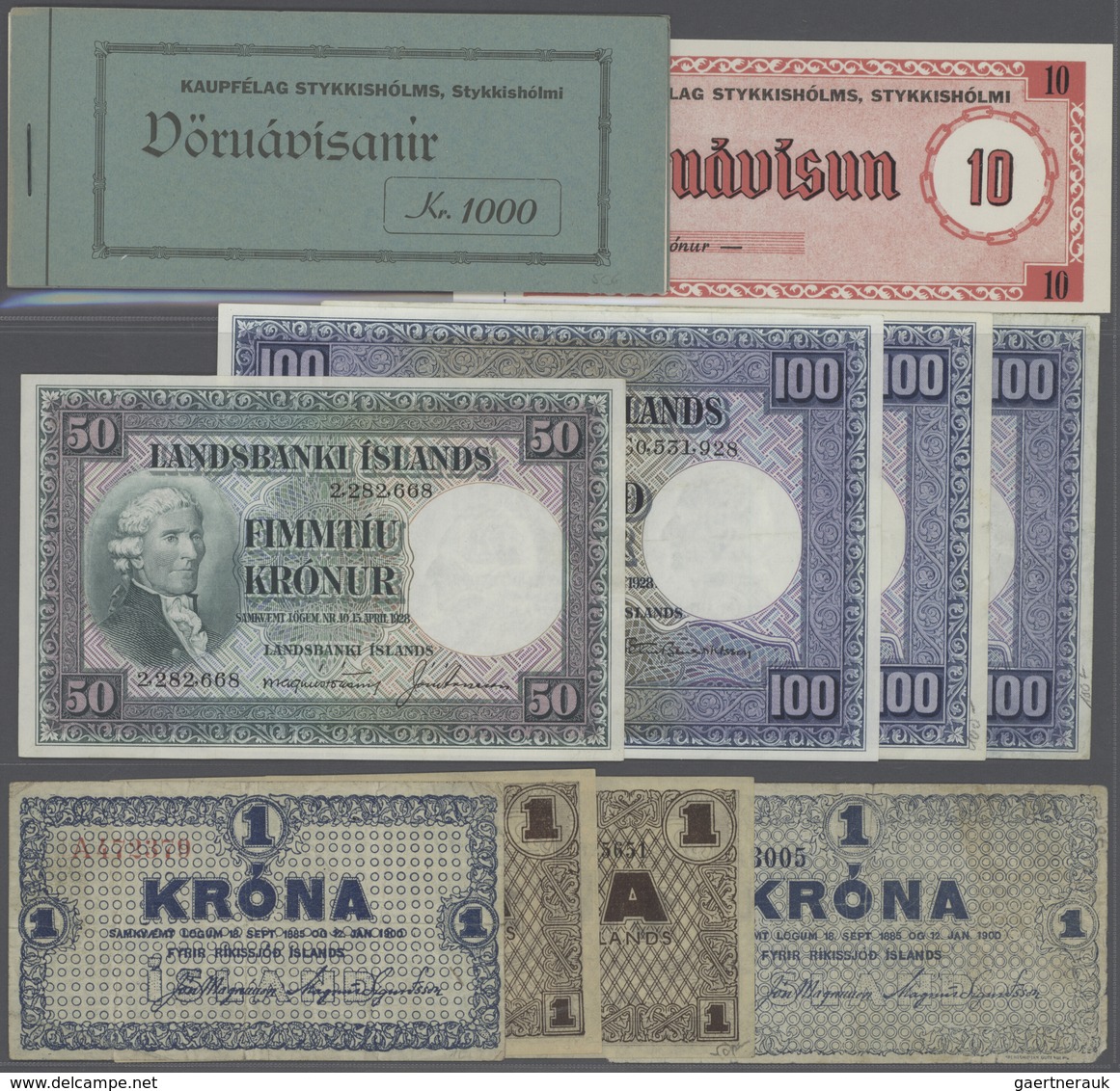 02783 Iceland / Island: Lot Of About 100 Banknotes From Iceland Plus About 80 Complete Booklets Of Purchas - Islandia