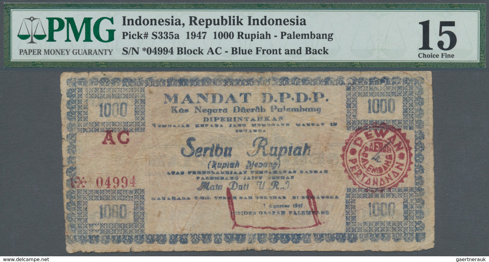 02788 Indonesia / Indonesien: Huge Set With 29 Mainly Regional Issues From Indonesia, All PMG Graded, Cont - Indonesia