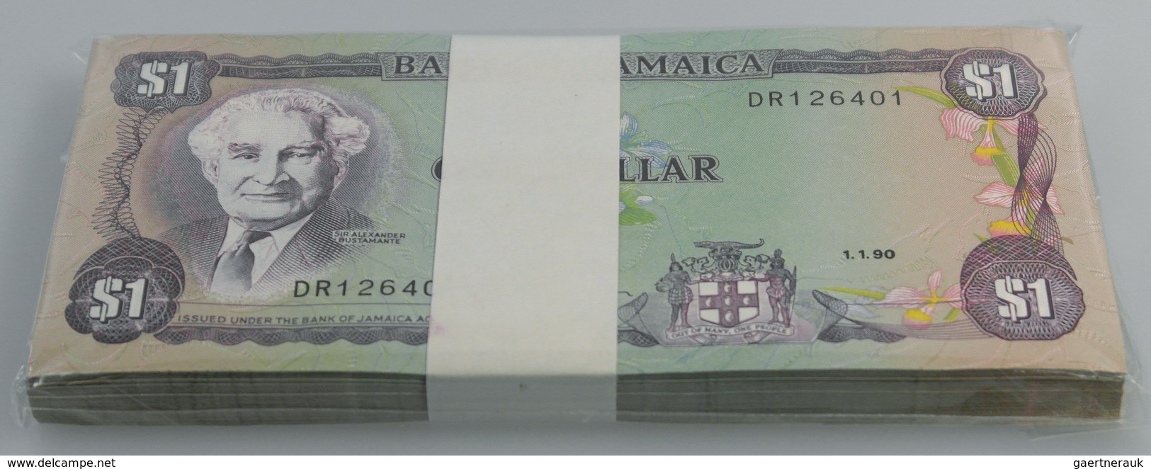 02801 Jamaica: Bundle With 100 Pcs. Jamaica 1 Dollar 1990, P.68Ad In UNC - Jamaica