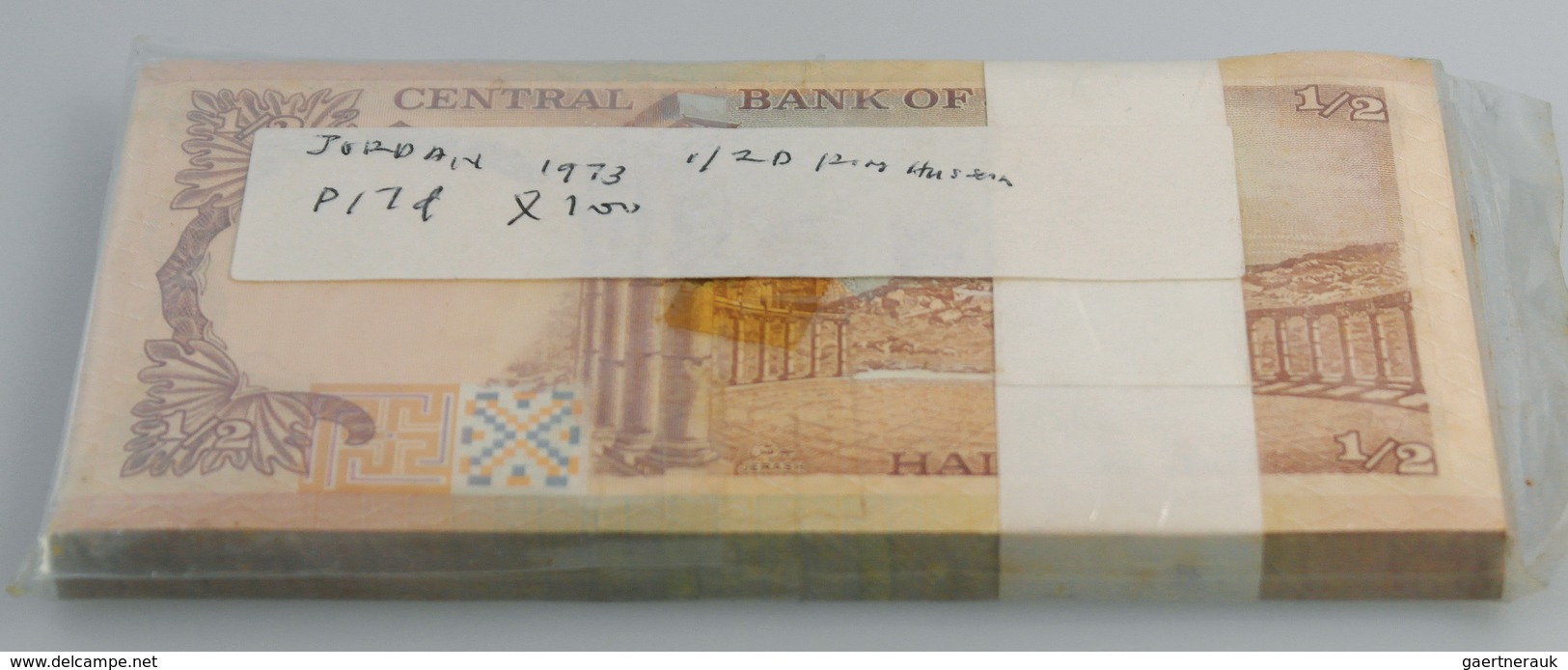 02804 Jordan / Jordanien: Bundle With 100 Pcs. Jordan 1/2 Dinar 1973, P.17d In AUNC/UNC - Jordania