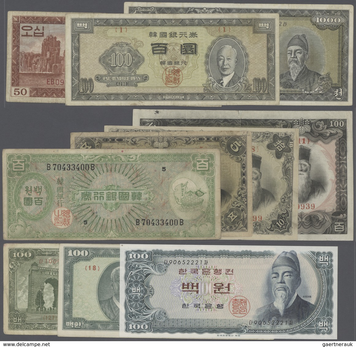 02806 Korea: Larger Set Of 115 Banknotes Containing The Following Pick Numbers In Different Quantities And - Corea Del Sud