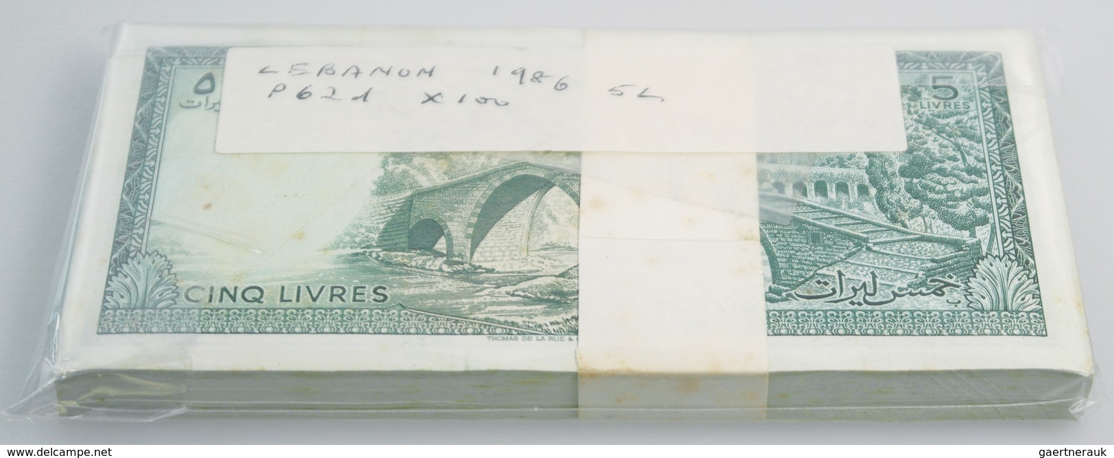 02807 Lebanon / Libanon: Bundle With 100 Pcs. Lebanon 5 Livres 1986, P.62d In AUNC/UNC - Lebanon