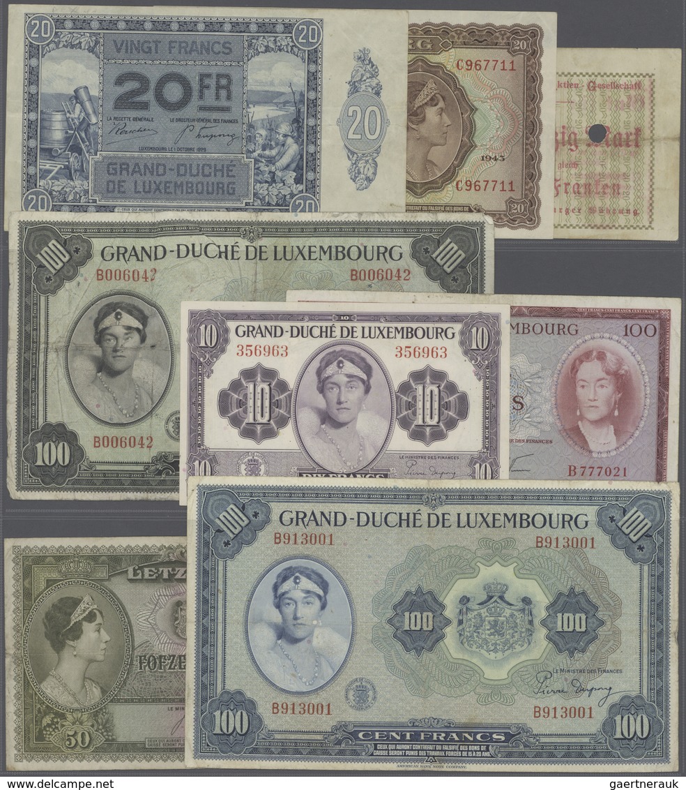 02810 Luxembourg: Lot Of 94 Banknotes From Different Times And Issues In Different Quantities And Qualitie - Luxemburgo