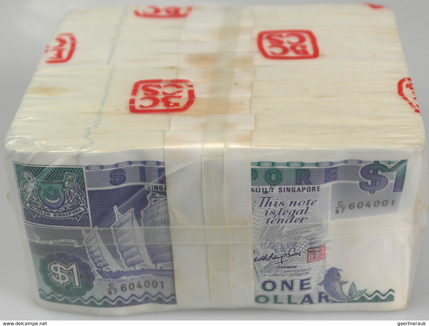 02848 Singapore / Singapur: Original Brick Of 1000 Banknotes 1 Dollar ND(1976) P. 18a, As Taken From The B - Singapur