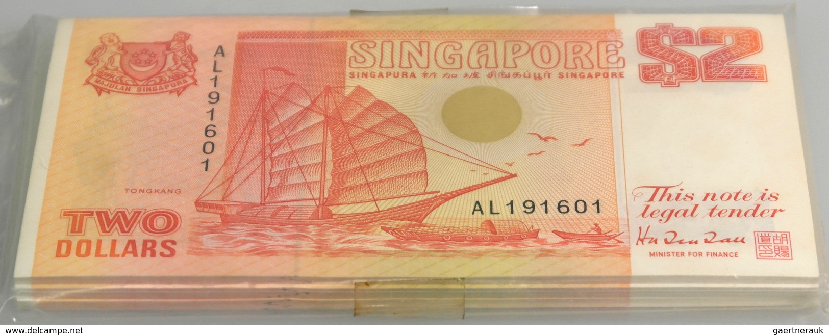 02849 Singapore / Singapur: Origial Bundle Of 100 Pcs 2 Dollars ND P. 27 In UNC. (100 Pcs) - Singapur