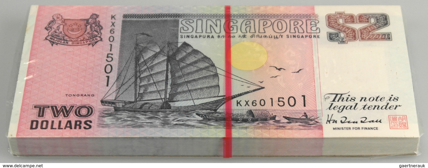 02850 Singapore / Singapur: Origial Bundle Of 100 Pcs 2 Dollars ND P. 29 In UNC. (100 Pcs) - Singapur