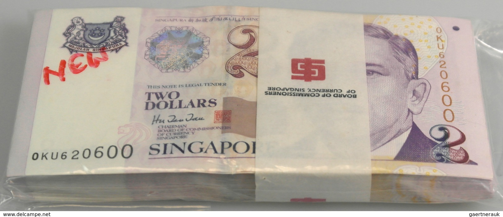 02851 Singapore / Singapur: Bundle Of 100 Pcs. 2 Dollars ND(1999), P.38 In UNC (100 Pcs.) - Singapore