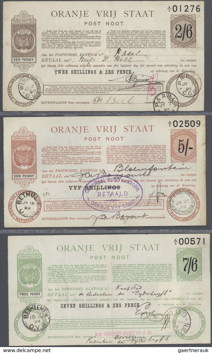 02858 South Africa / Südafrika: unique collection of 50 Post Notes Issues containing 7x 1 Shilling 1898 P.
