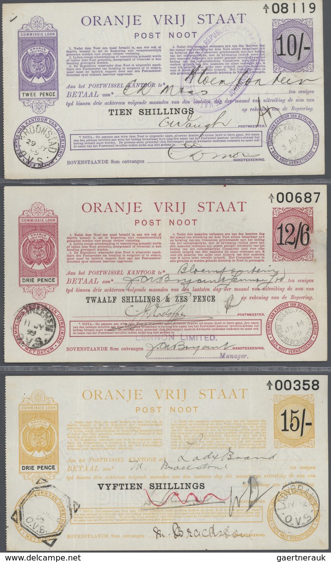 02858 South Africa / Südafrika: unique collection of 50 Post Notes Issues containing 7x 1 Shilling 1898 P.