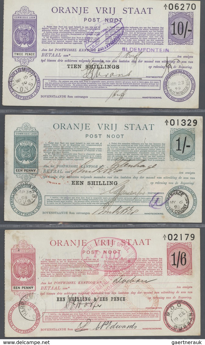 02858 South Africa / Südafrika: unique collection of 50 Post Notes Issues containing 7x 1 Shilling 1898 P.