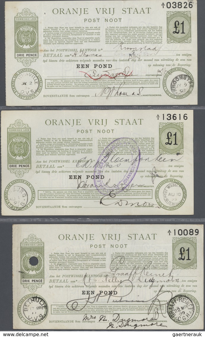 02858 South Africa / Südafrika: unique collection of 50 Post Notes Issues containing 7x 1 Shilling 1898 P.