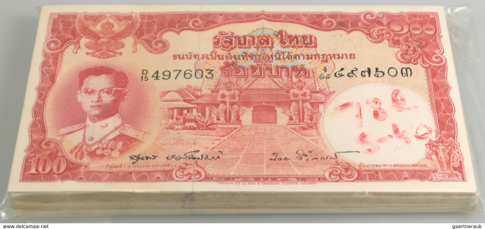 02878 Thailand: Rare Bundle Of 100 Banknotes 100 Baht ND P. 78, All In Condition: UNC. (100 Pcs) - Tailandia