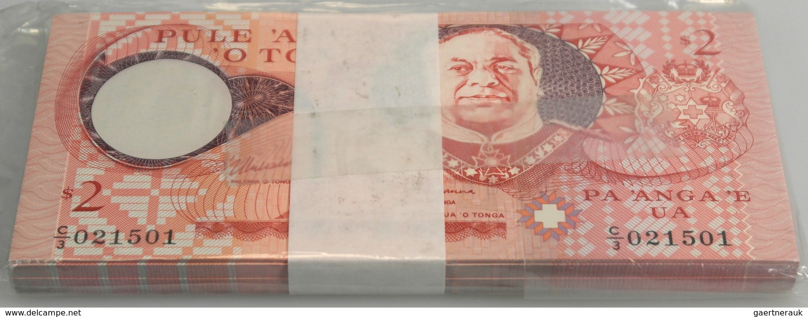 02882 Tonga: Full Bundle Of 100 Pcs 2 Paanga ND P. 32c In UNC. (100 Pcs) - Tonga