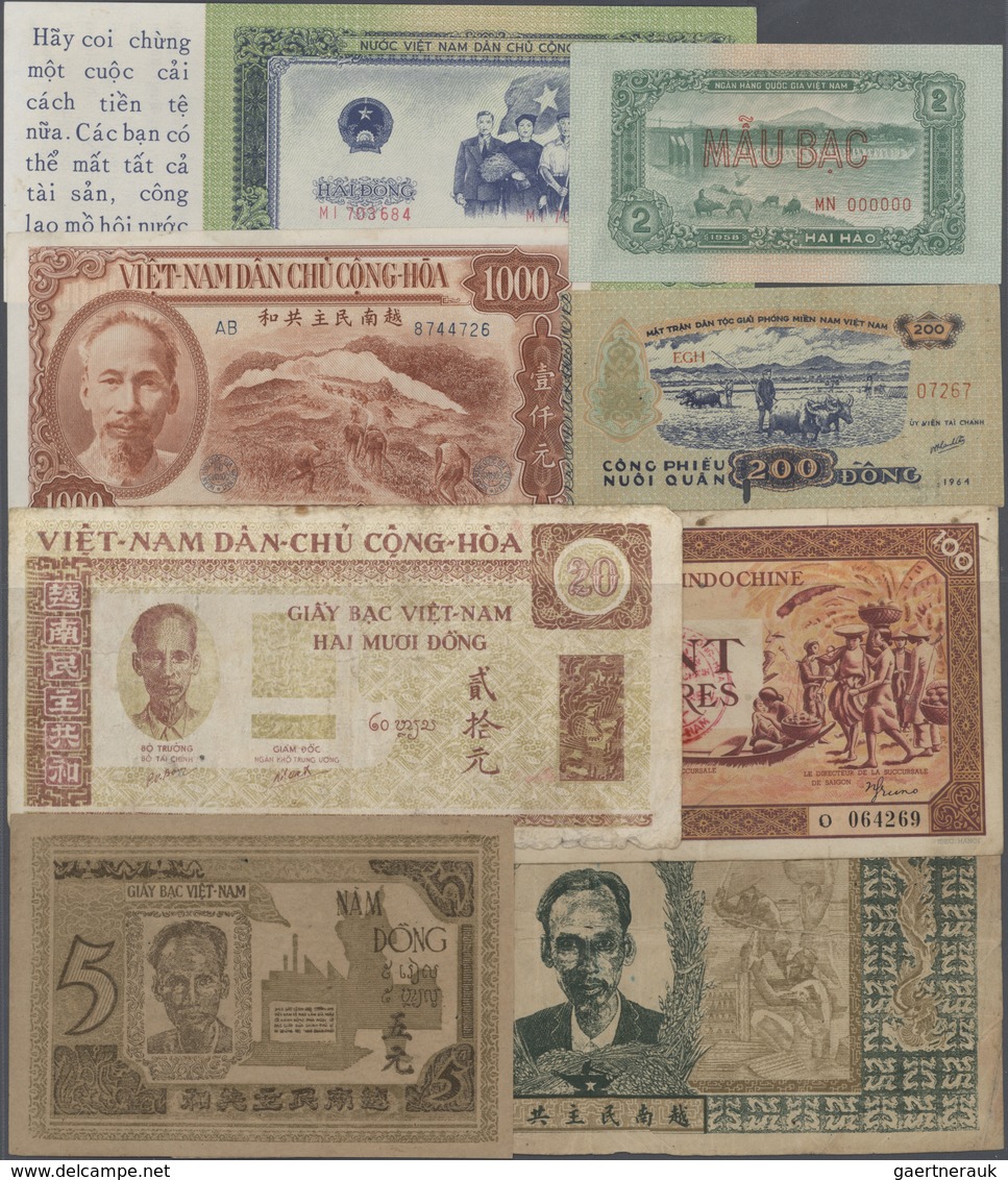 02895 Vietnam: Huge Collection In Album With 184 Banknotes Vietnam, Comprising P.1, 2b, 3b, 4-7, 8b, 9b,c, - Vietnam