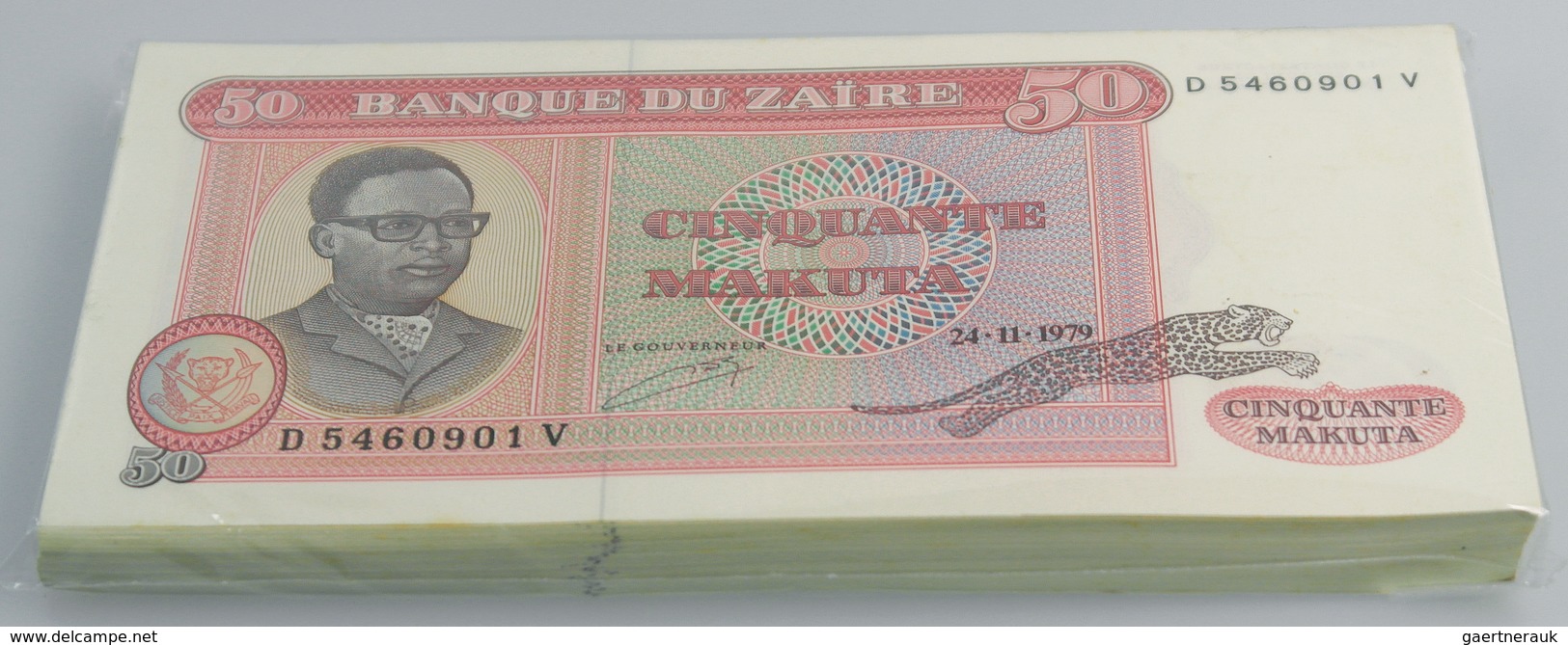 02899 Zaire: Bundle With 100 Pcs. Zaire 50 Makuta 1979, P.17a In UNC - Zaïre