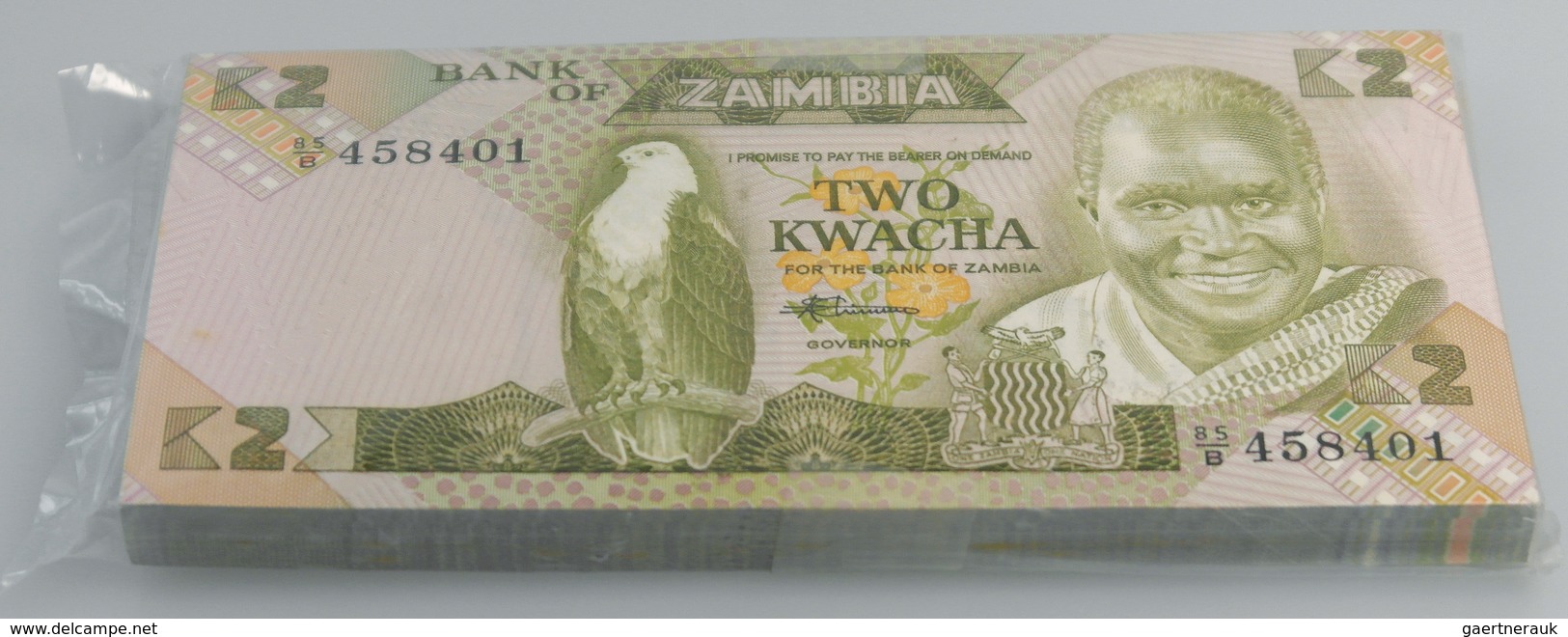 02902 Zambia / Sambia: Bundle With 100 Pcs. Zambia 2 Kwacha, P.24c In UNC - Zambia