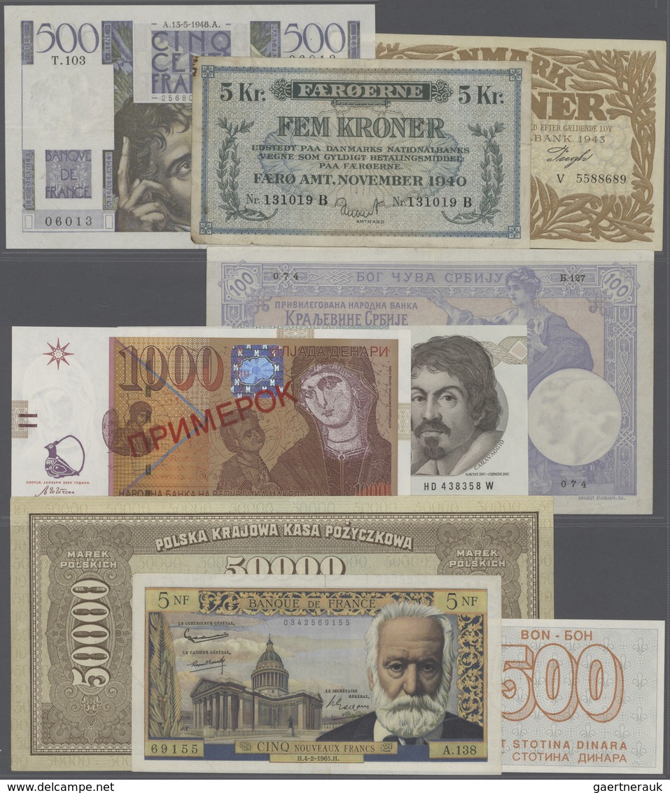 02907 Alle Welt: Large Set Of About 300 Higher Value Banknotes From European Countries, Mostly Different, - Other & Unclassified