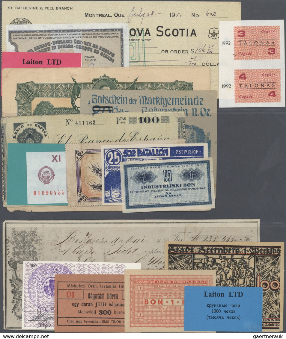 02910 Alle Welt: Large Delaers Lot Of Miscallaneous Notes Like Camp Money Of Yugoslavia, Camp Money Hungar - Other & Unclassified