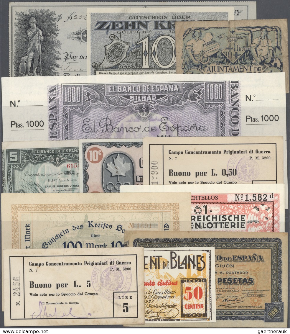 02910 Alle Welt: Large Delaers Lot Of Miscallaneous Notes Like Camp Money Of Yugoslavia, Camp Money Hungar - Andere & Zonder Classificatie