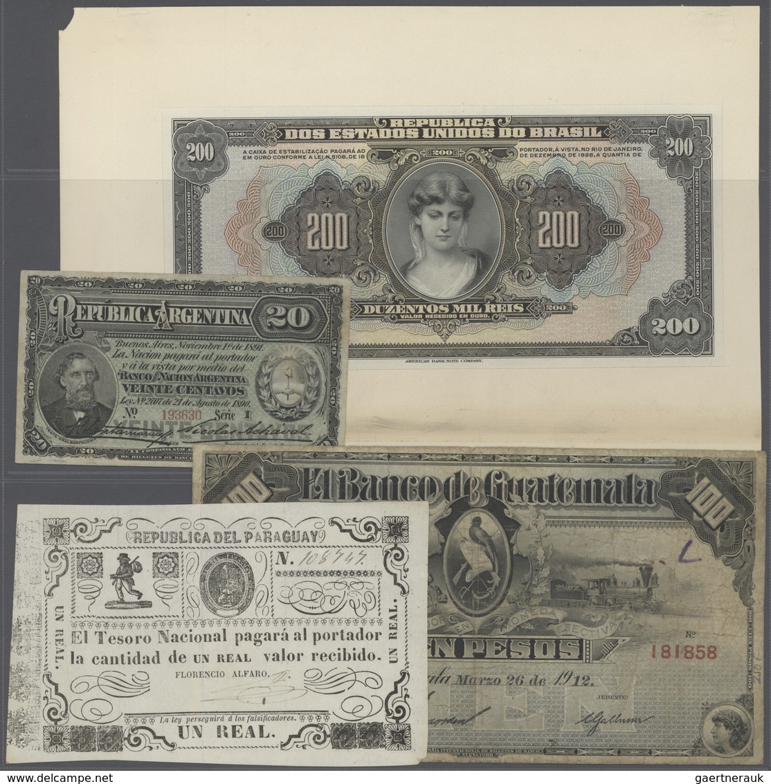 02915 Alle Welt: Large Set Of 64 Higher Value Banknotes From American (mostly South American) Countries, M - Andere & Zonder Classificatie