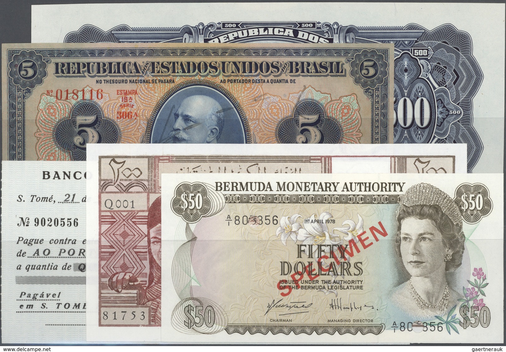 02917 Alle Welt: High Value Lot With 37 Banknotes Containing Netherlands Antilles 5 Gulden P.1 (UNC), Maur - Autres & Non Classés
