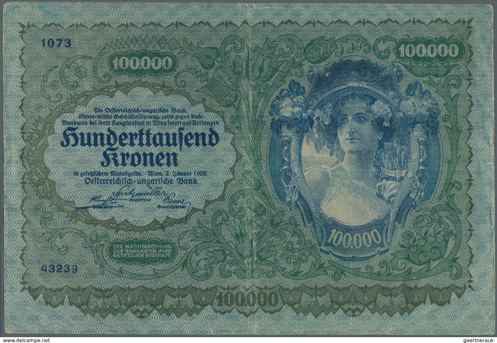 02935 Alle Welt: Small Collection With 20 Banknotes Comprising For Example Austria 100.000 Kronen 1922, Au - Other & Unclassified