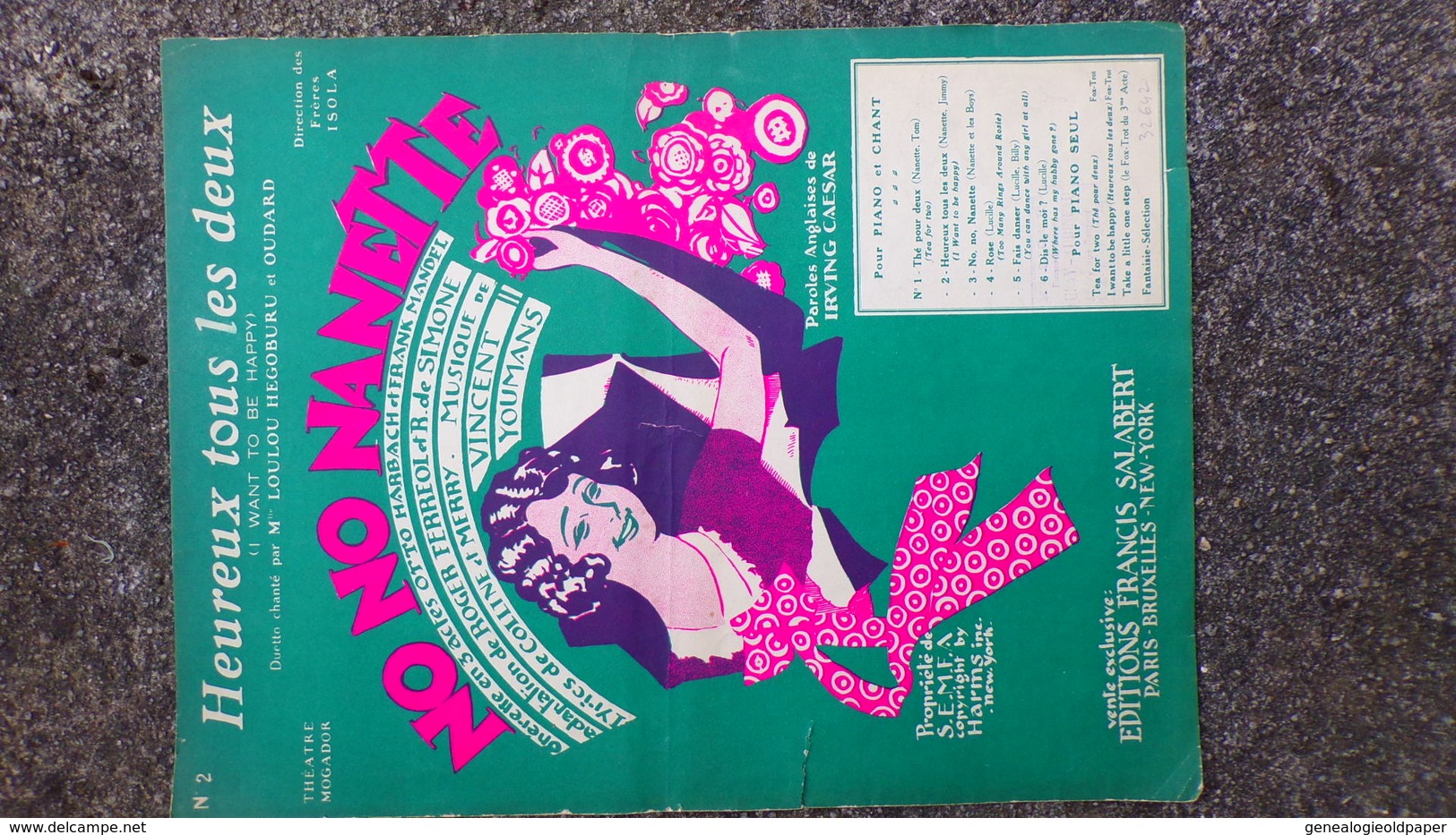 PARTITION MUSIQUE - NO NO NANETTE-I WANT TO BE HAPPY-LOULOU HEGOBURU & OUDARD-FRERES ISOLA-VINCENT YOUMANS- - Partitions Musicales Anciennes