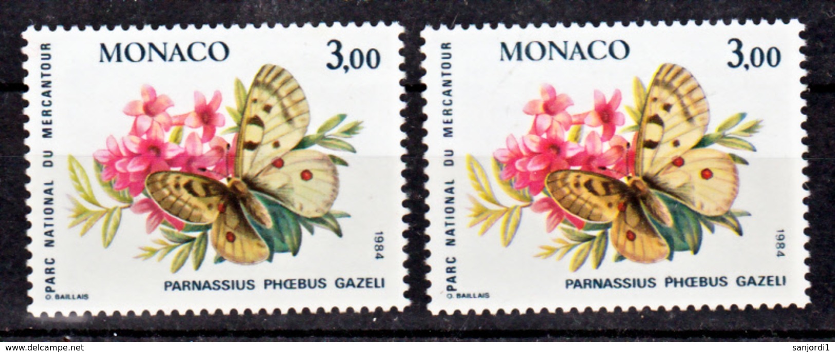 Monaco 1423 Papillon Variété Papillon Verdâtre Et Brun Jaune Neuf ** TB  MNH Sin Charnela - Variétés