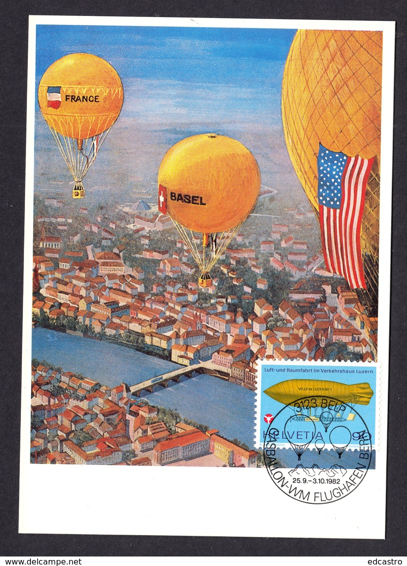 SWITZERLAND 1982 MAXIMUM CARD BALLOON -  MONGOLFIER - BALON - - Montgolfier