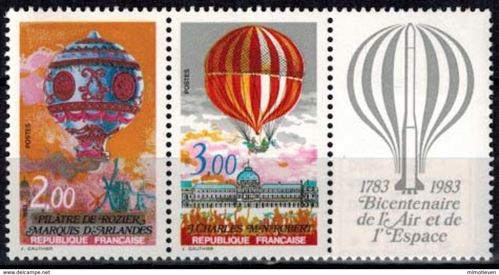 MVB-BK1-106 PF/MNH ¤ FRANCE 1983 2w In Serie ¤ BALLOONS - Fesselballons