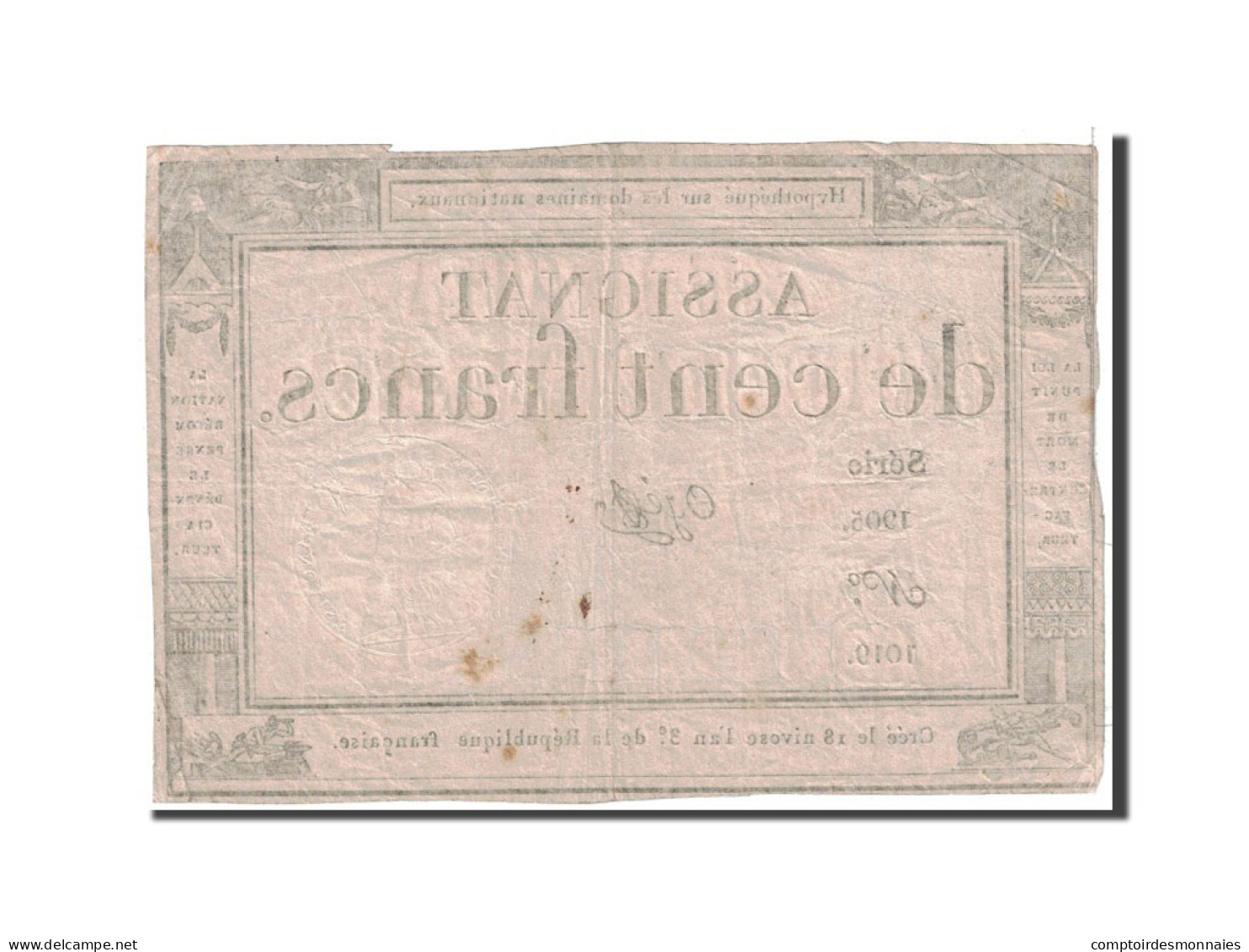 Billet, France, 100 Francs, 1795, 1795-01-07, TTB, KM:A78, Lafaurie:173 - Assignats & Mandats Territoriaux