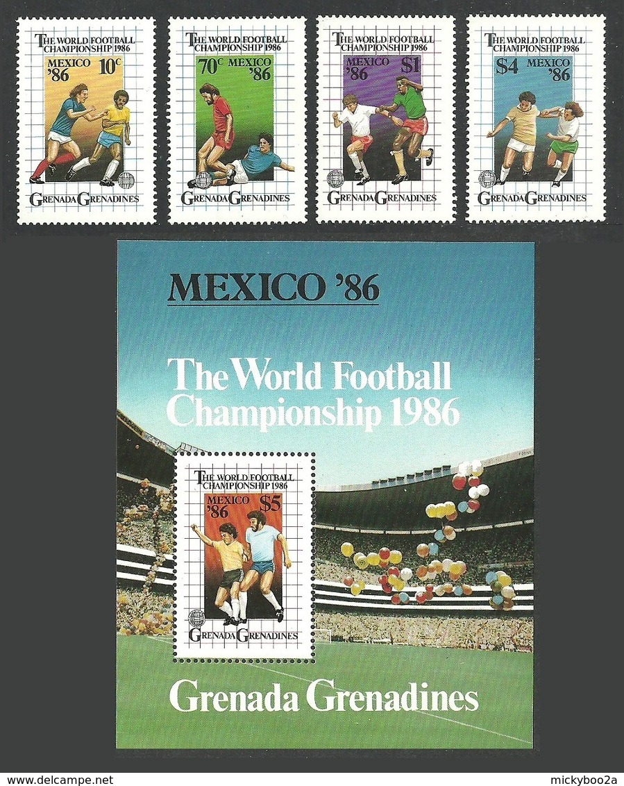 GRENADA GRENADINES 1986 SPORT FOOTBALL WORLD CUP MEXICO SET & M/SHEET MNH - Grenada (1974-...)