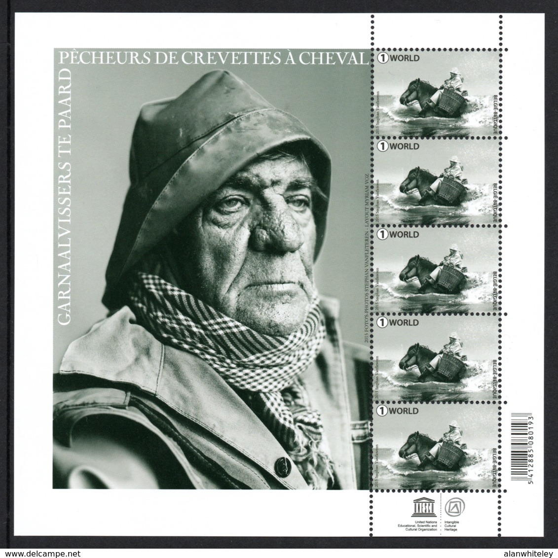 BELGIUM 2015 Crevette Fishermen: Sheet Of 5 Stamps UM/MNH - 1961-2001