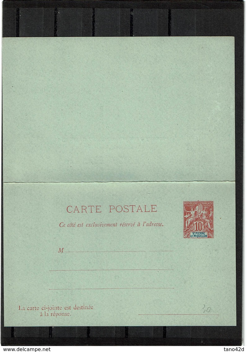 CTN27COL4- ST PIERRE ET MIQUELON CPRP 10c+10c ROUGE SANS DATE SUR DEMANDE NEUVE - Postal Stationery