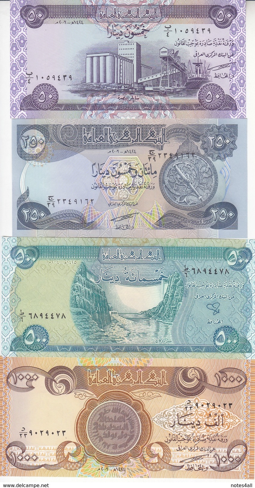 IRAQ 50 250 500 1000 5000 10000 25000 DINAR 2003 P-90 91 92 93 94 95 96 UNC SET - Iraq