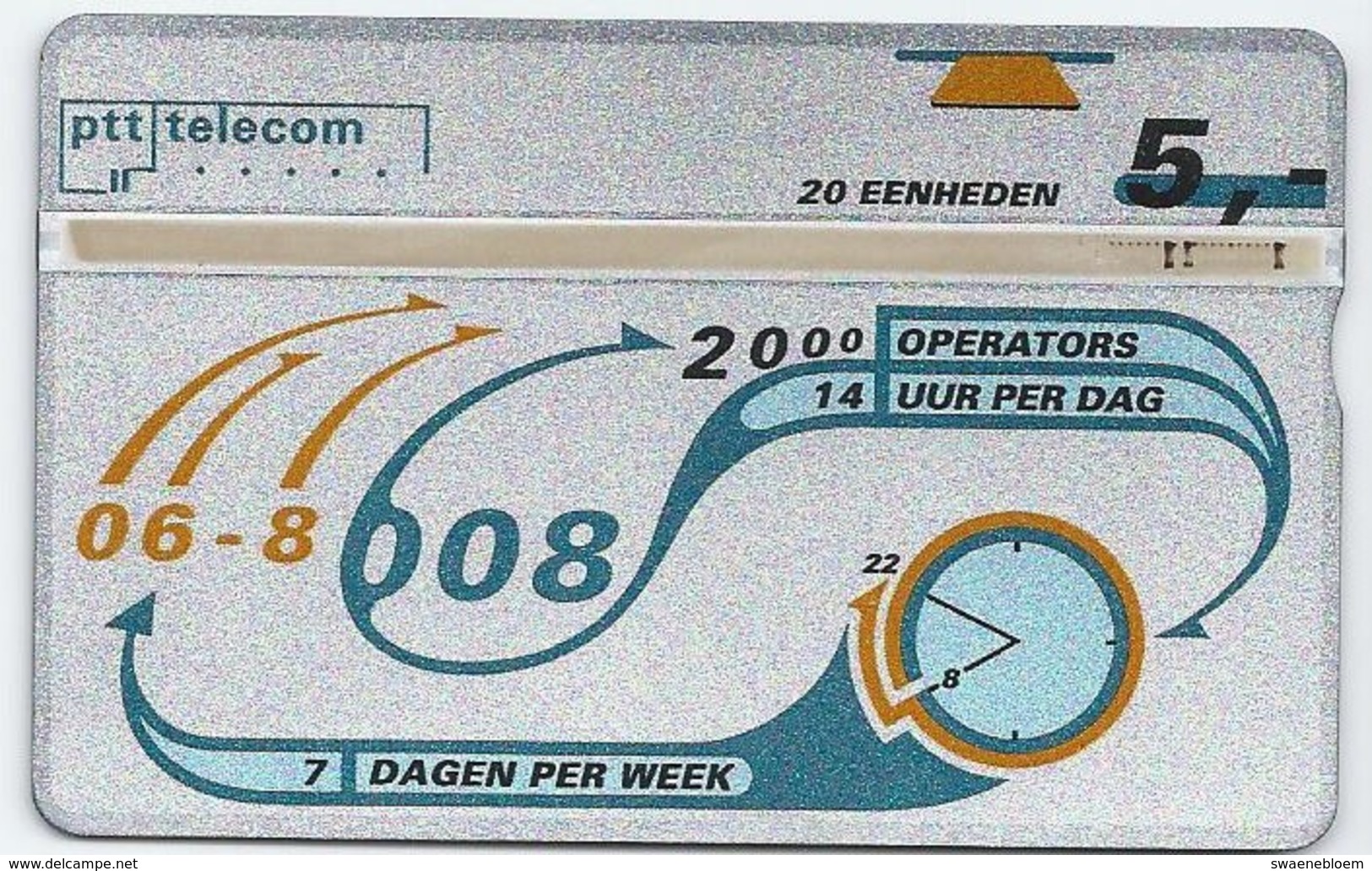 NL.- Nederland. PTT Telecom 06-8008. KWALITEIT. 7 Dagen Per Week. 14 Uur Per Dag. 20 Eenheden. 341C - Openbaar