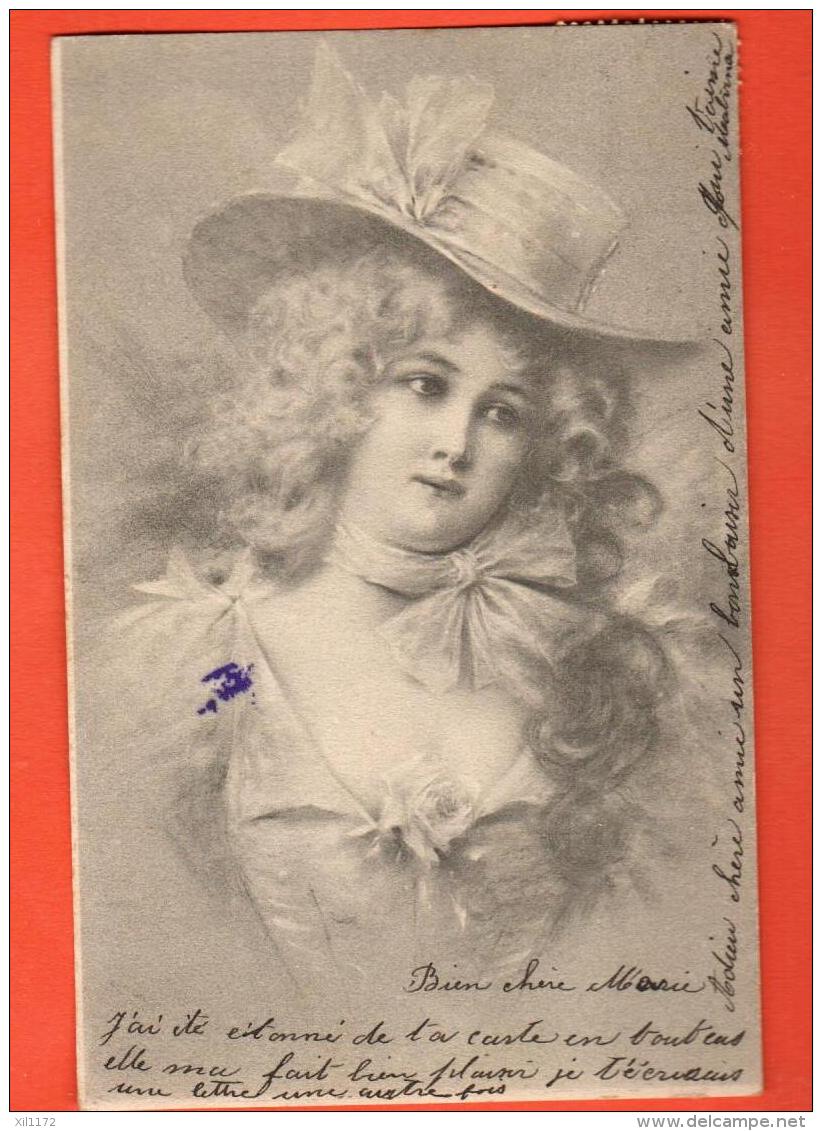 GCA-08 Jeune Femme élégane à Chapeau Et Décolleté. Précurseur. Cachet 1903 - Moda