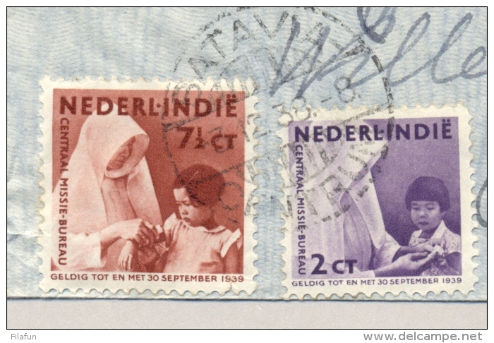 Nederlands Indië - 1938 - 5 Missie Zegels Op Cover Van Batavia Naar Rotterdam / Nederland - Nederlands-Indië