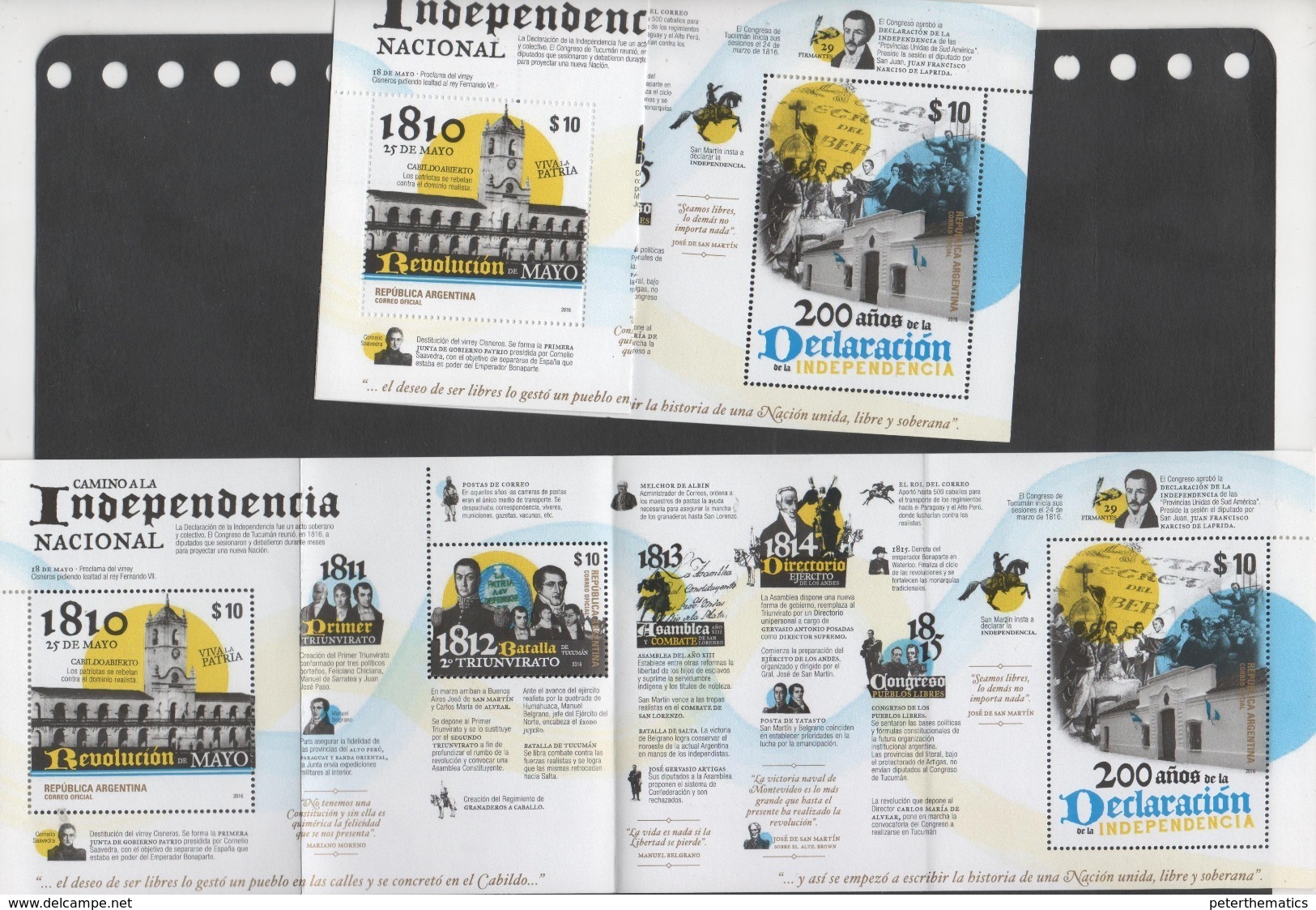 ARGENTINA, 2016, MNH, 200TH ANNIVERSARY OF DECLARATION OF INDEPENDENCE, S/LT FOLDED AS OFFERED BY ARGENTINA POST - Other & Unclassified