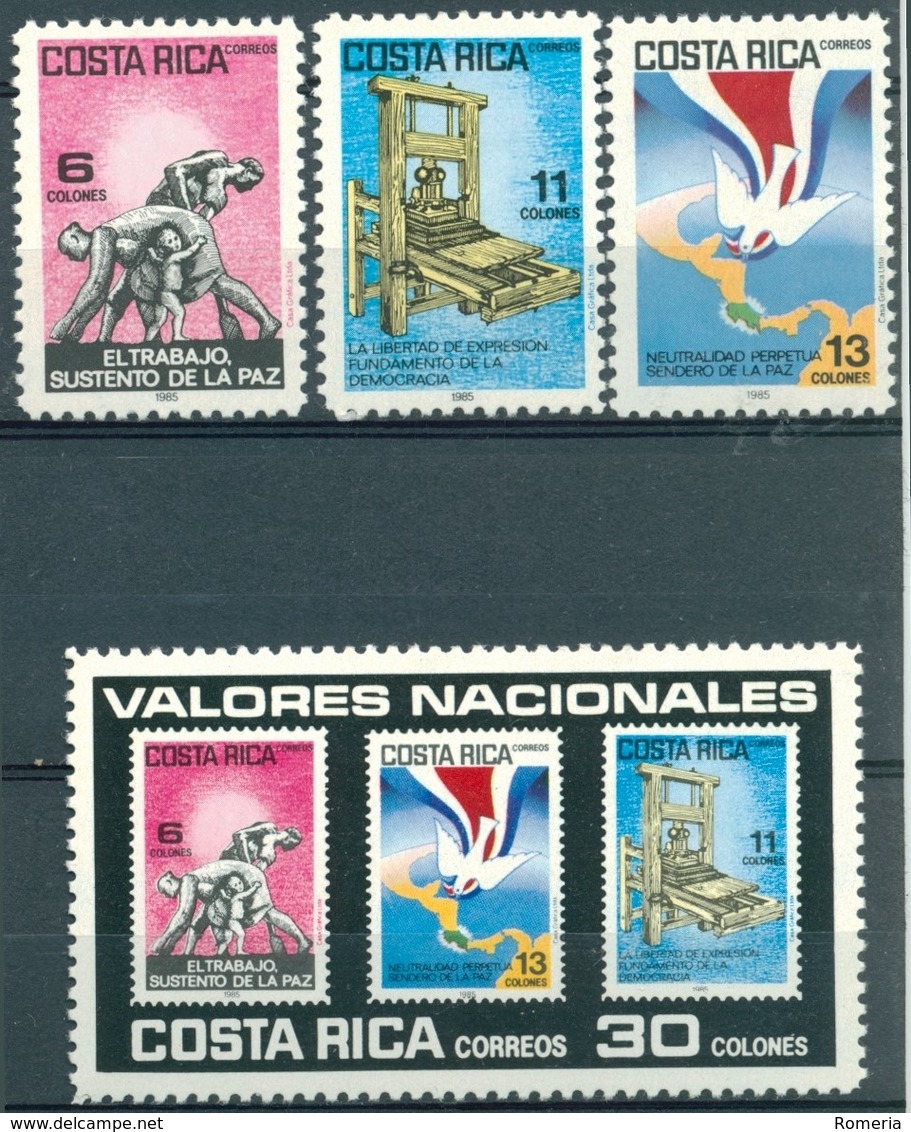 Costa Rica - 1985 - Yt 403/406 - Valeurs Nationales - ** - Costa Rica