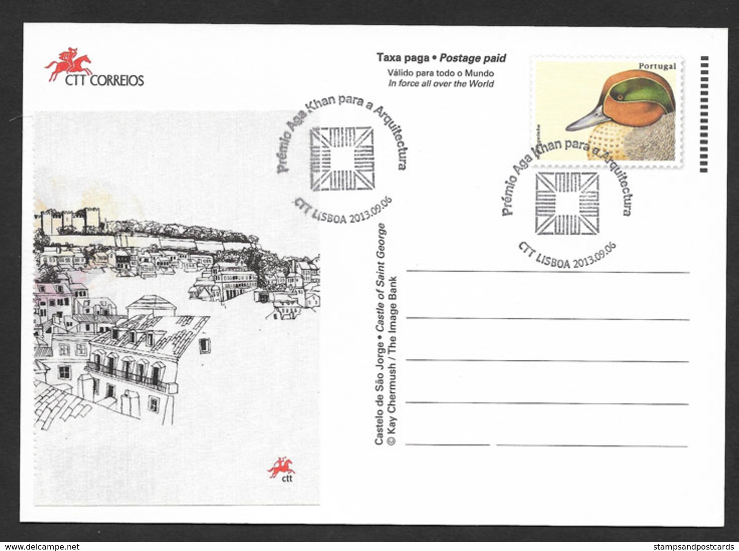 Portugal Carte Maximum Timbre Avec VRAIE SOIE Prix Architecture Aga Khan 2013 Maxicard Stamp With REAL SILK Engraved - Maximum Cards & Covers